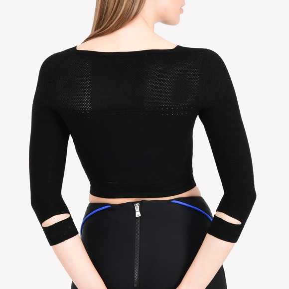 CUSHNIE ET OCHS CROPPED SLASHED KNIT TOP, SZ S BLACK - Picture 14 of 15